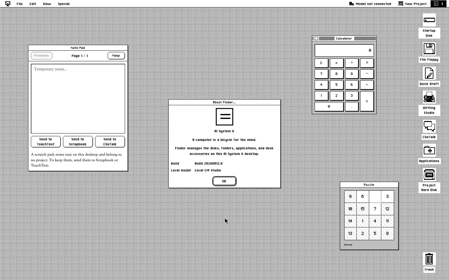 Poster frame: the AI System 6 desktop with Searcher, Reader, DocMap, and ClioTalk windows open.