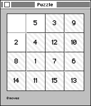 The Puzzle desk accessory: a shuffled sliding-tile board.